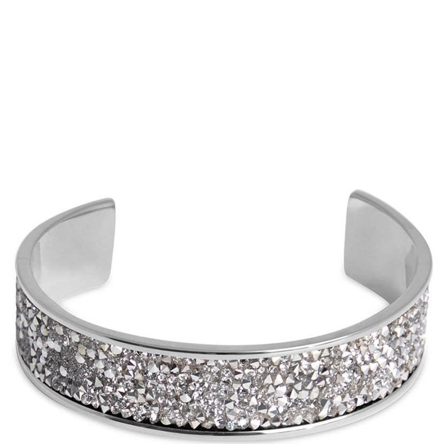 Qudo Qudo Tirano Silver Bangle - Clear Crystal New