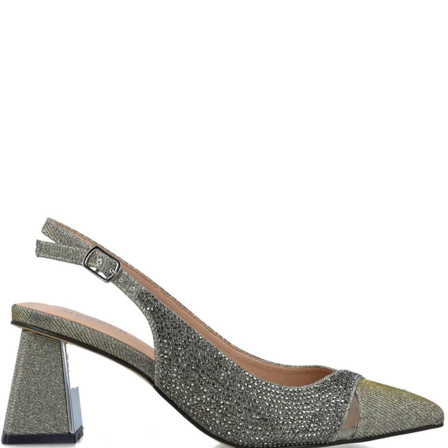 Menbur Menbur Grey Sparkly Sling Back Shoes Wholesale