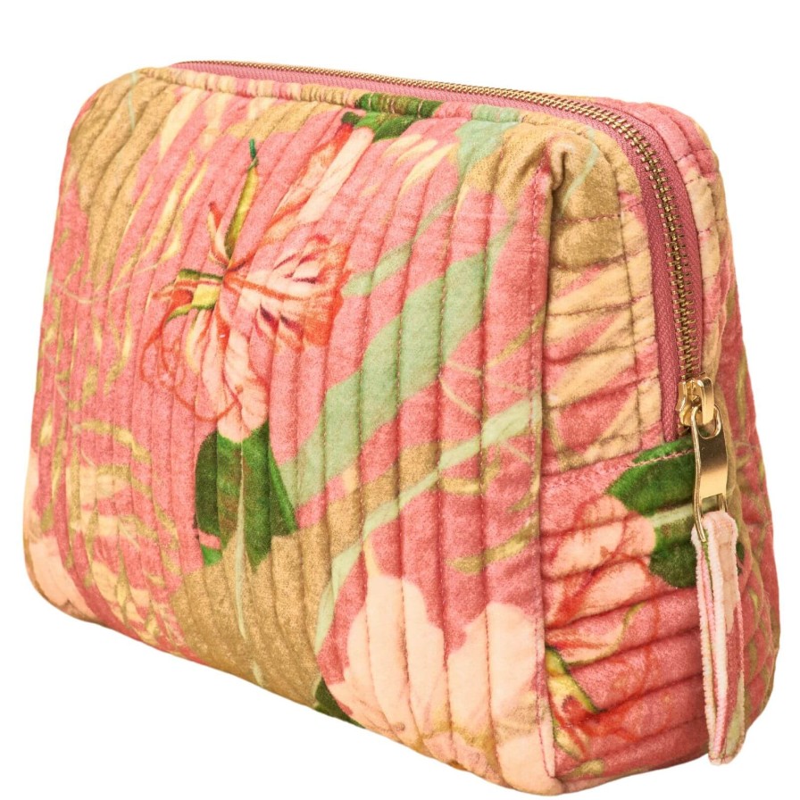 Powder Powder Delicate Tropical Quilted Printed Velvet Wash Bag - Candy Wholesale