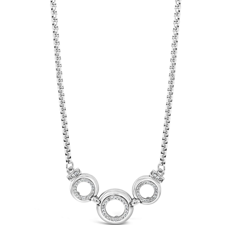 Absolute Absolute Silver & Crystal Circles Faceted Necklace Clearance