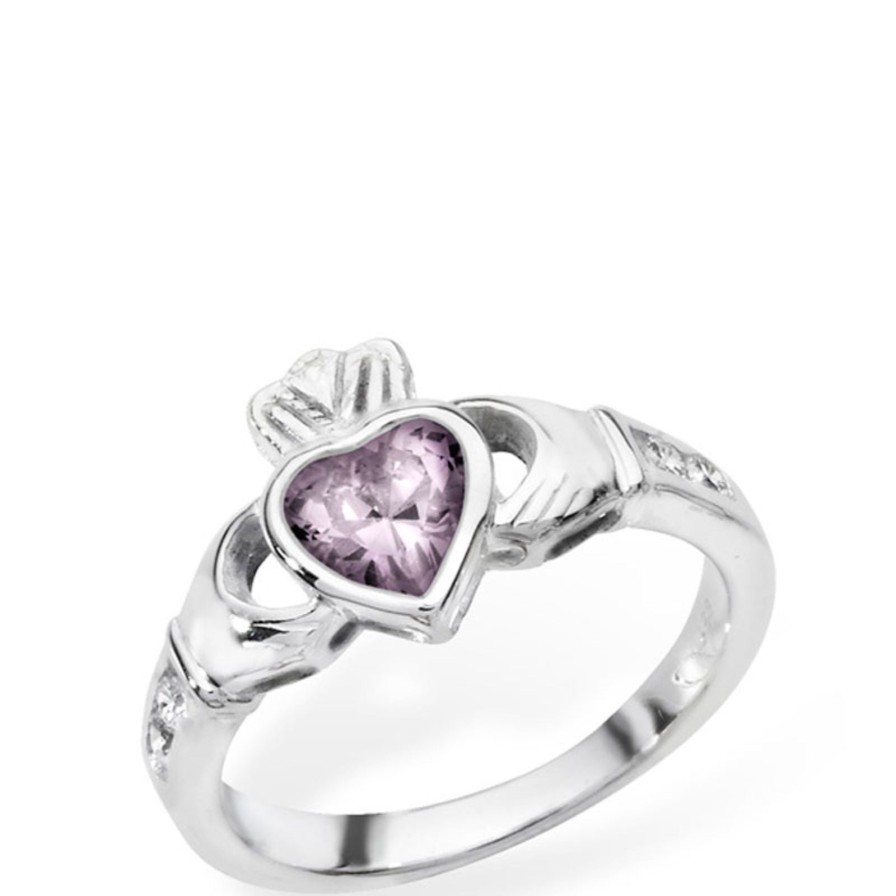 Bejeweled At Soul Sterling Silver Claddagh Birthstone Rings - June Online