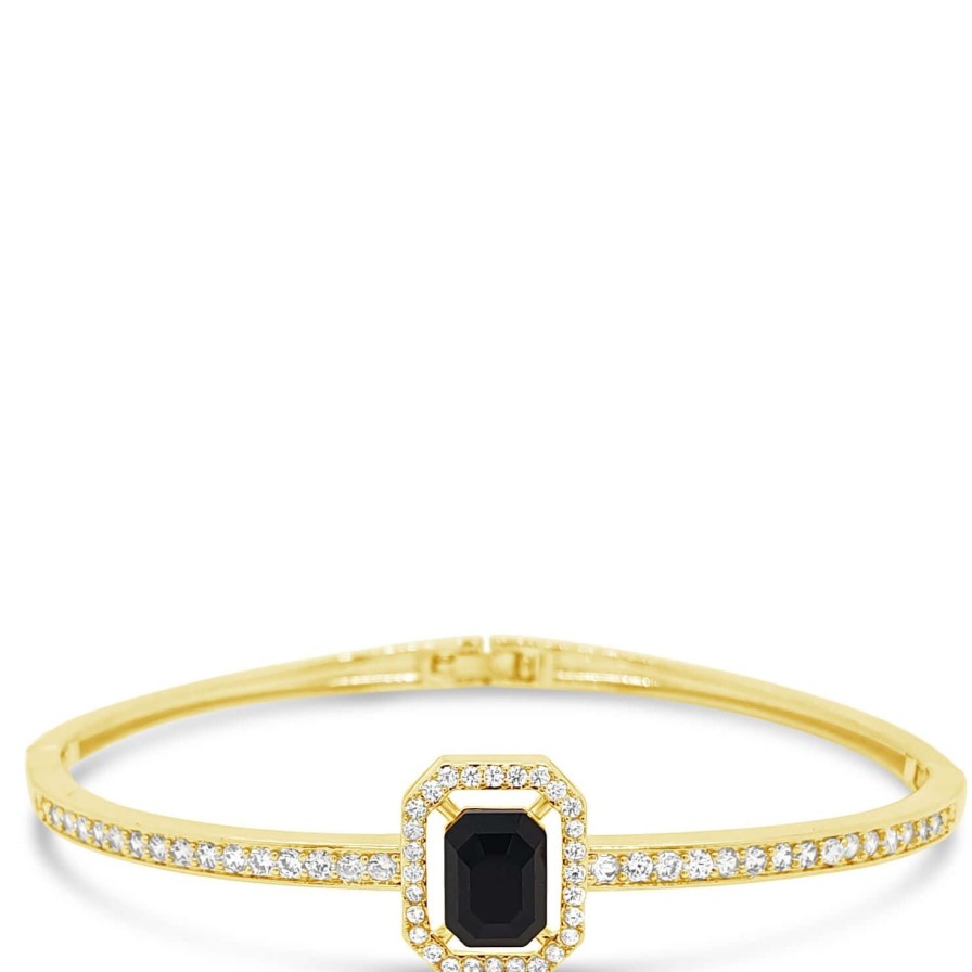 Absolute Absolute Gold Black Square Pendant Bangle Online