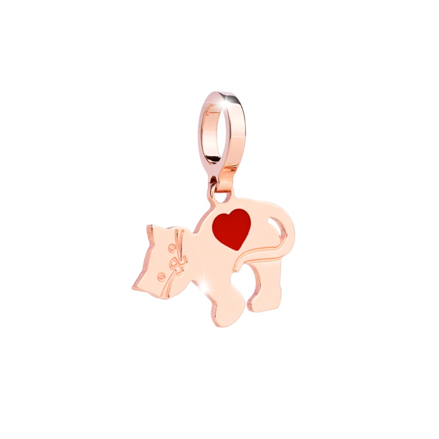 Rebecca My World Rebecca My World Rose Gold Cat/Red Heart Charm New