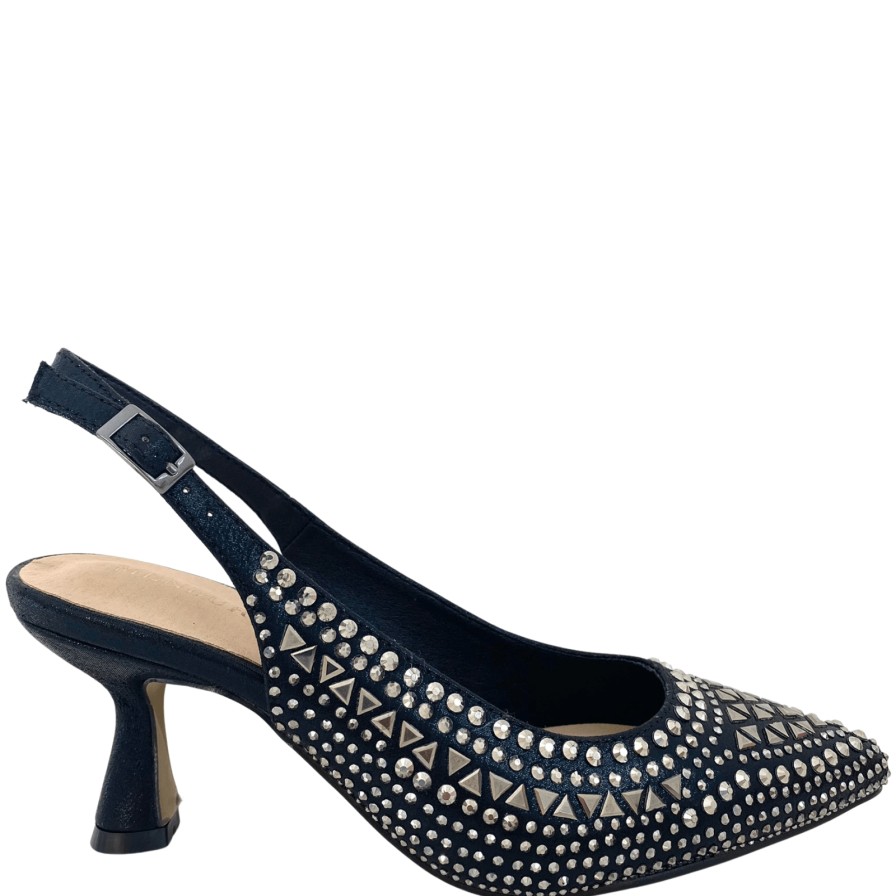 Menbur Menbur Black Jewelled Sling Back Court Shoes Best