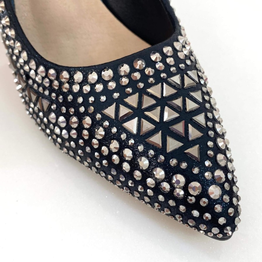 Menbur Menbur Black Jewelled Sling Back Court Shoes Best