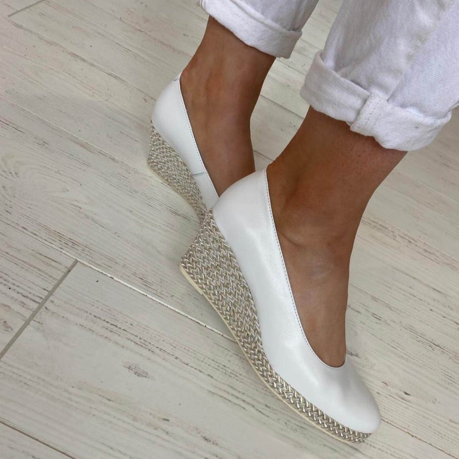 Jose Saenz Jose Saenz White Leather Wedges Best