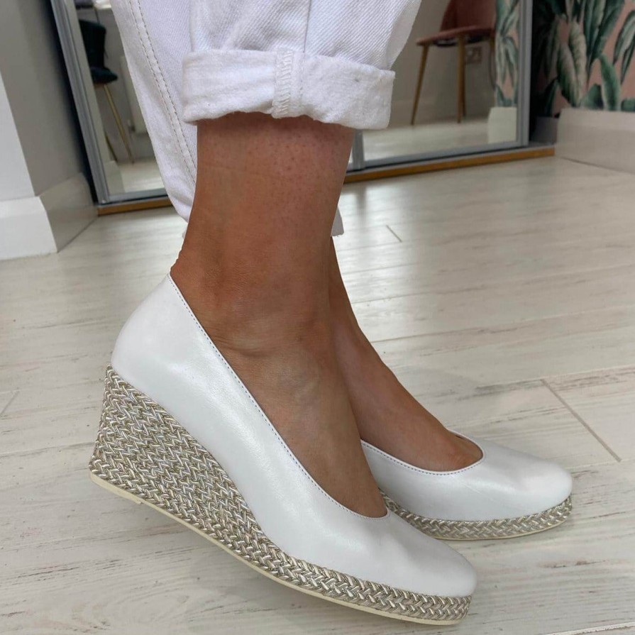 Jose Saenz Jose Saenz White Leather Wedges Best