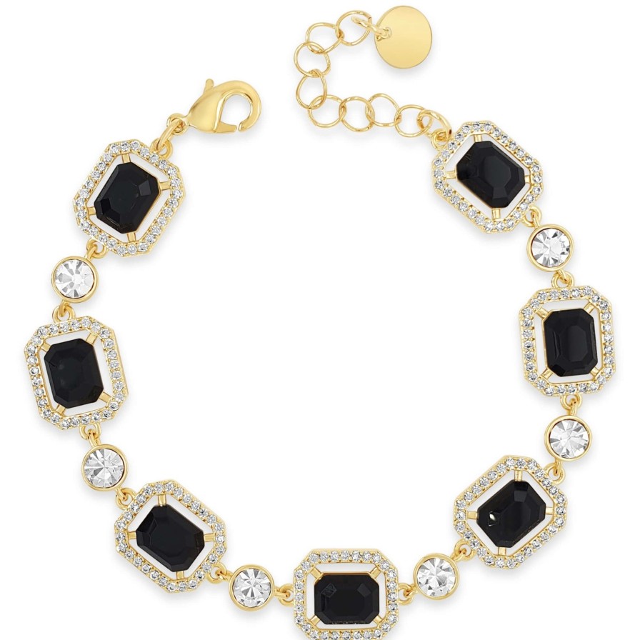 Absolute Absolute Gold Black Square Pendant Bracelet Online