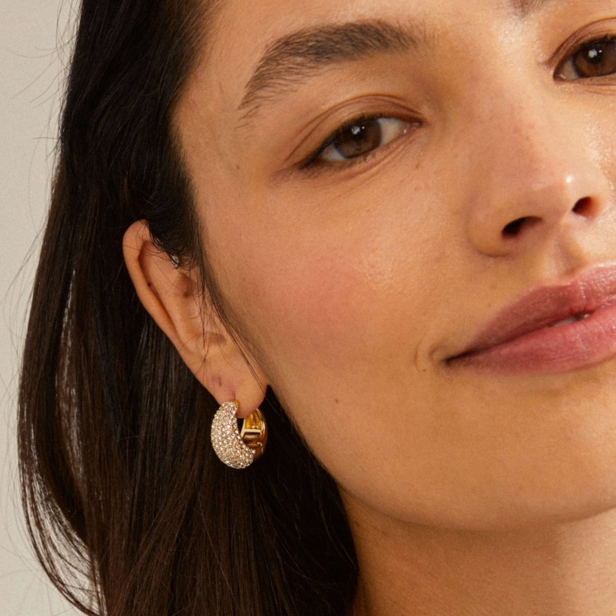 Pilgrim Pilgrim Naomi Gold Chunky Crystal Hoop Earrings Online