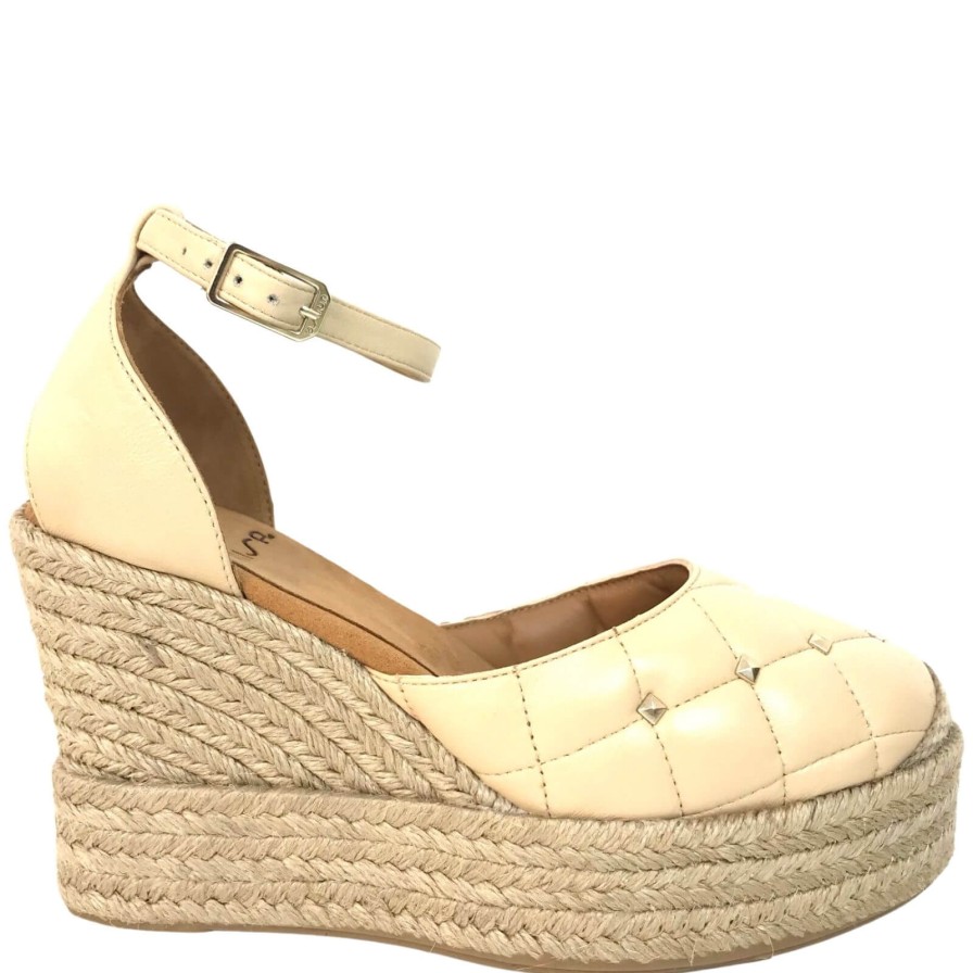 Unisa Unisa Cife Nude Leather Wedges Clearance