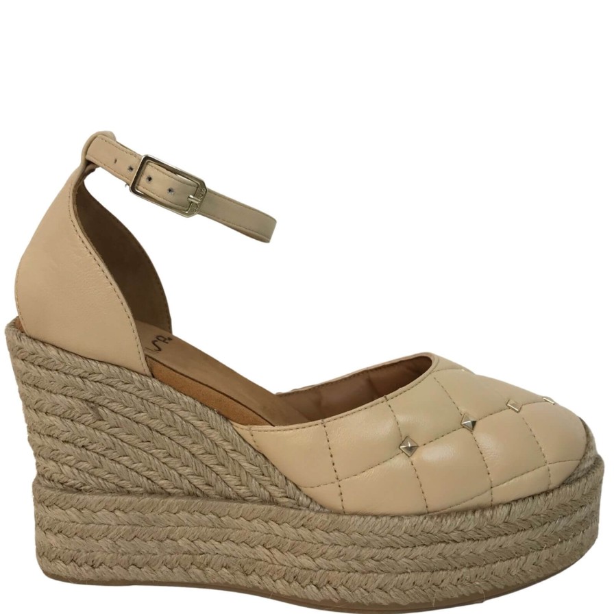 Unisa Unisa Cife Nude Leather Wedges Clearance