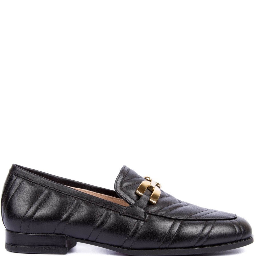 Unisa Unisa Dexter Black Quilted Leather Loafers Hot