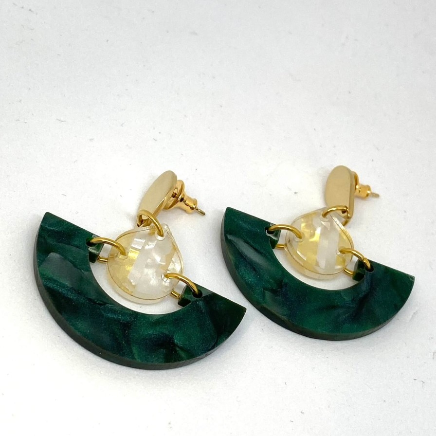 TooLally Toolally Mini Fans Earrings - Emerald Wholesale