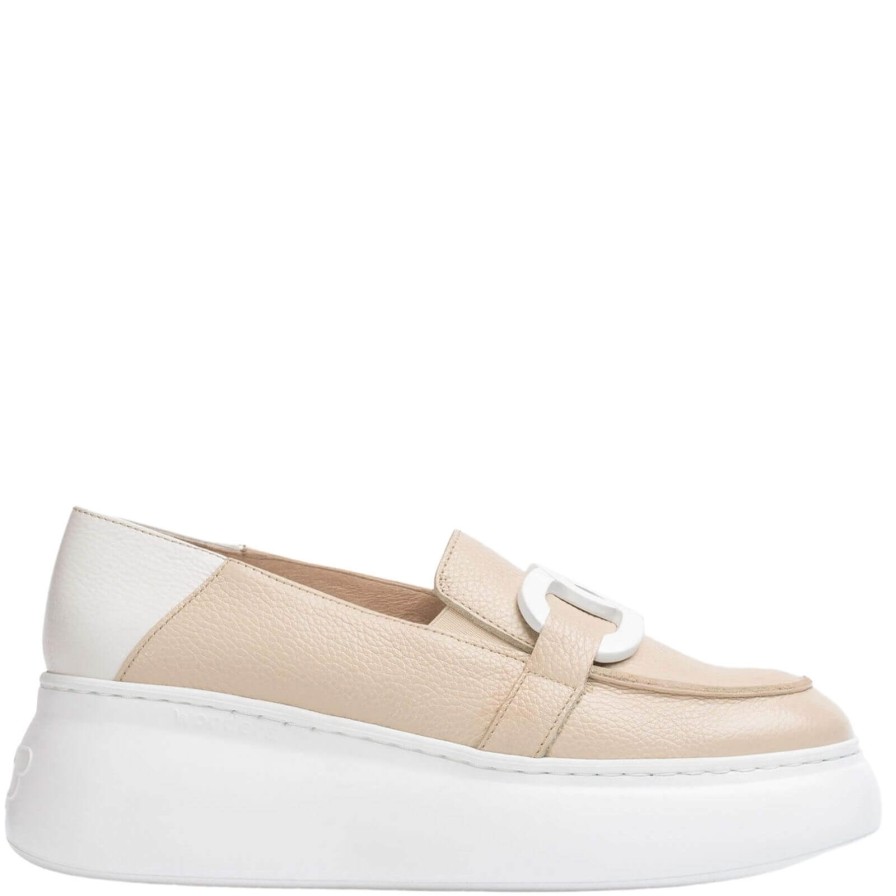 Wonders Wonders White Nude Leather Slip On Wedge Shoes Wholesale