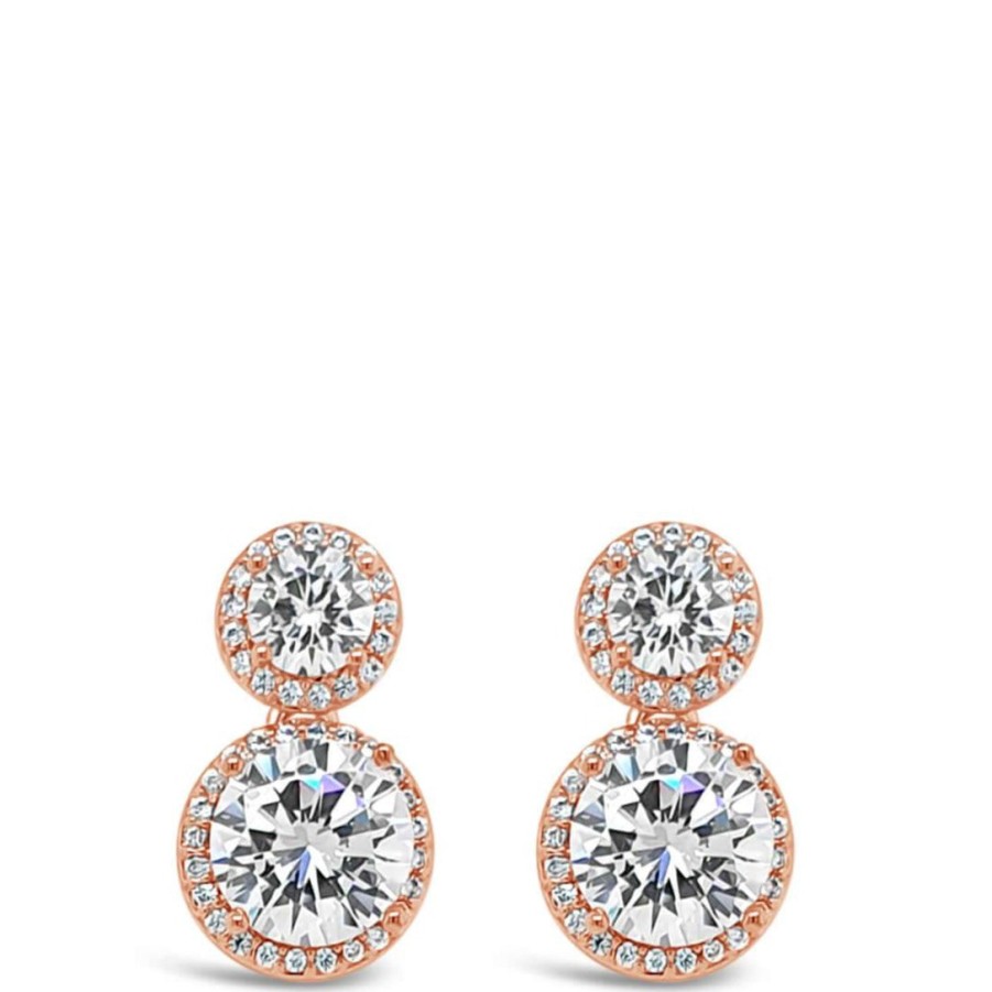 Absolute Absolute Rose Gold Double Crystal Earrings New