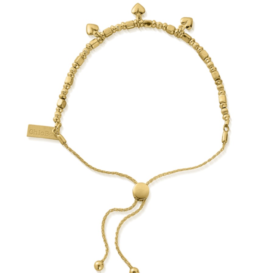 ChloBo Chlobo Triple Heart Adjuster Bracelet - Gold Clearance