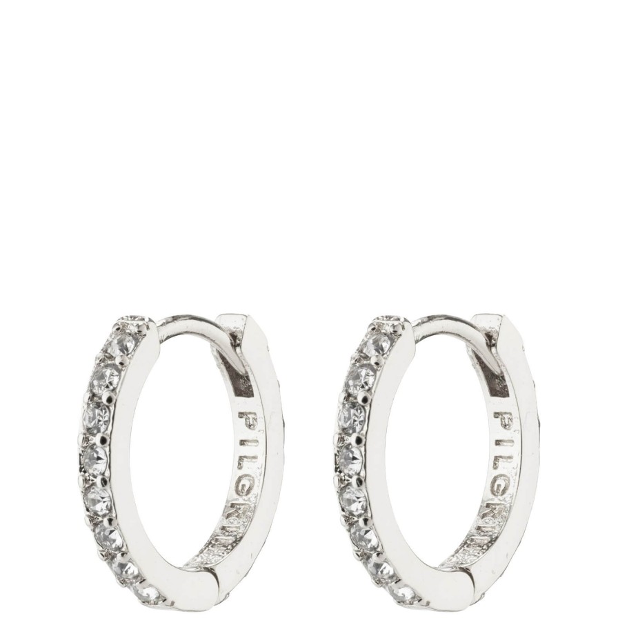 Pilgrim Pilgrim Ebna Silver Crystal Small Hoop Earrings Online