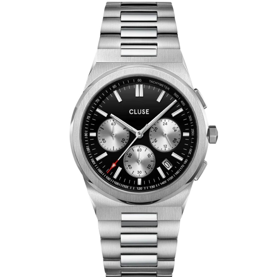 Cluse Cluse Vigoureux Chrono Steel Silver Watch - Black New