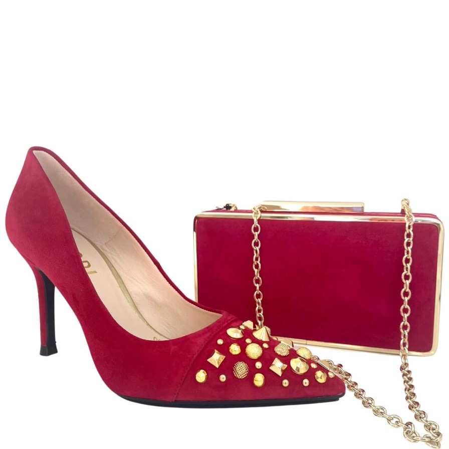 Lodi Lodi Sompo Deep Pink Suede Studded Stilettos Online