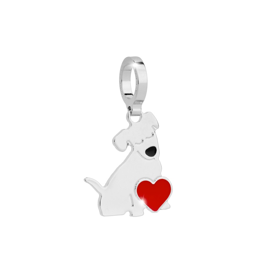 Rebecca My World Rebecca My World Silver Dog Heart Charm Best