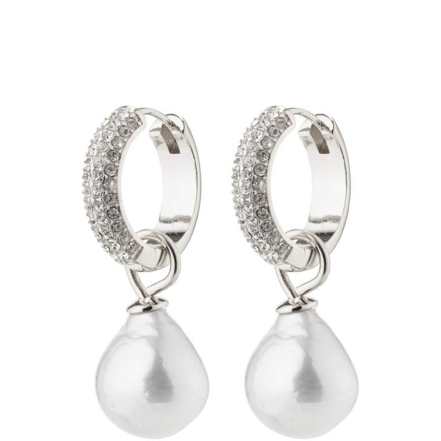 Pilgrim Pilgrim Edelle Pearl Silver Drop Earrings New