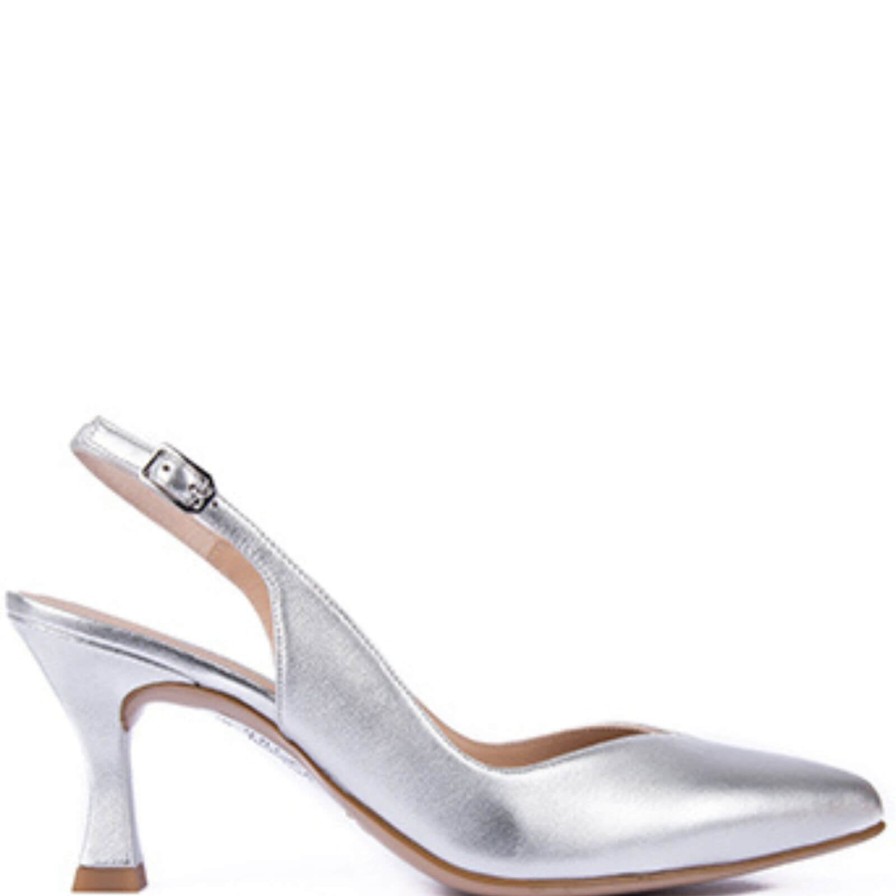 Unisa Unisa Karde Silver Leather Small Heel Sling Back Shoes Wholesale