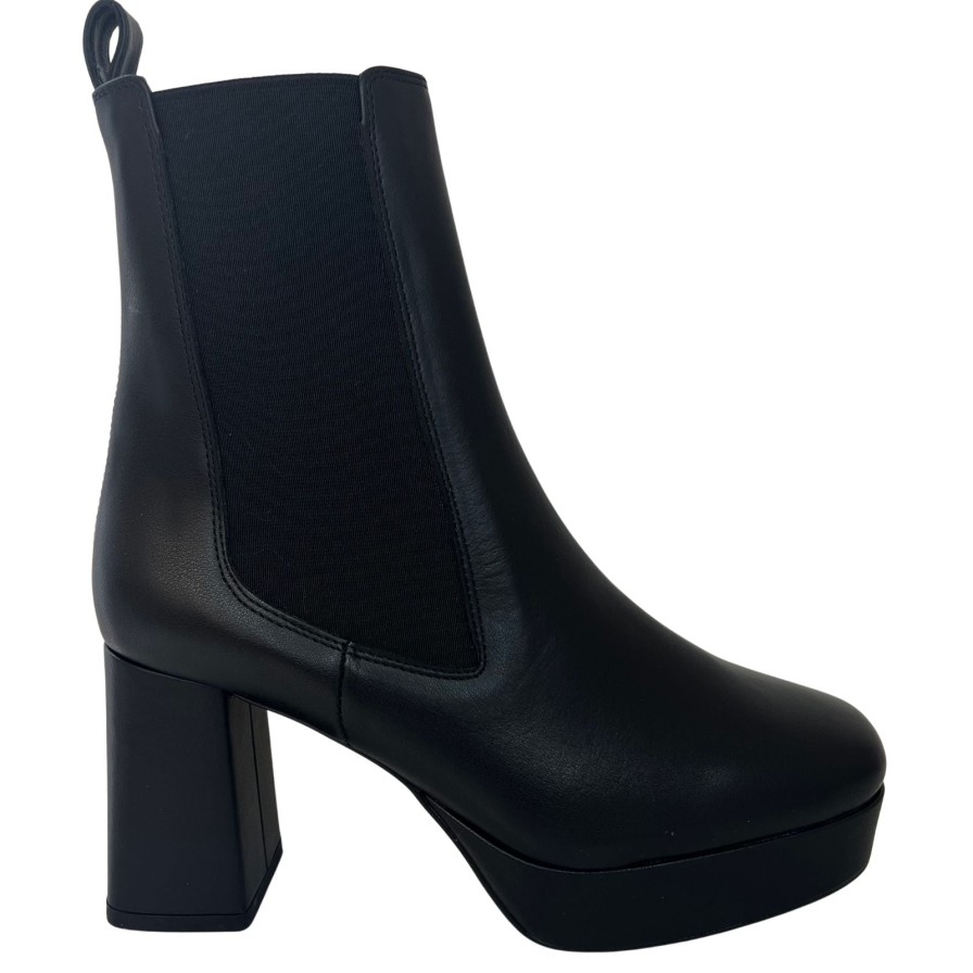 Unisa Unisa Marlow Black Leather Platform Boots Clearance