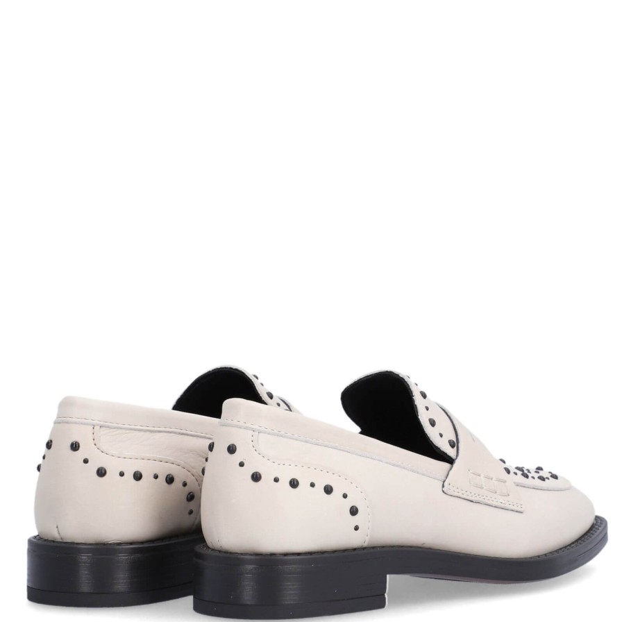 Alpe Alpe Off White Leather Slip On Loafers Hot