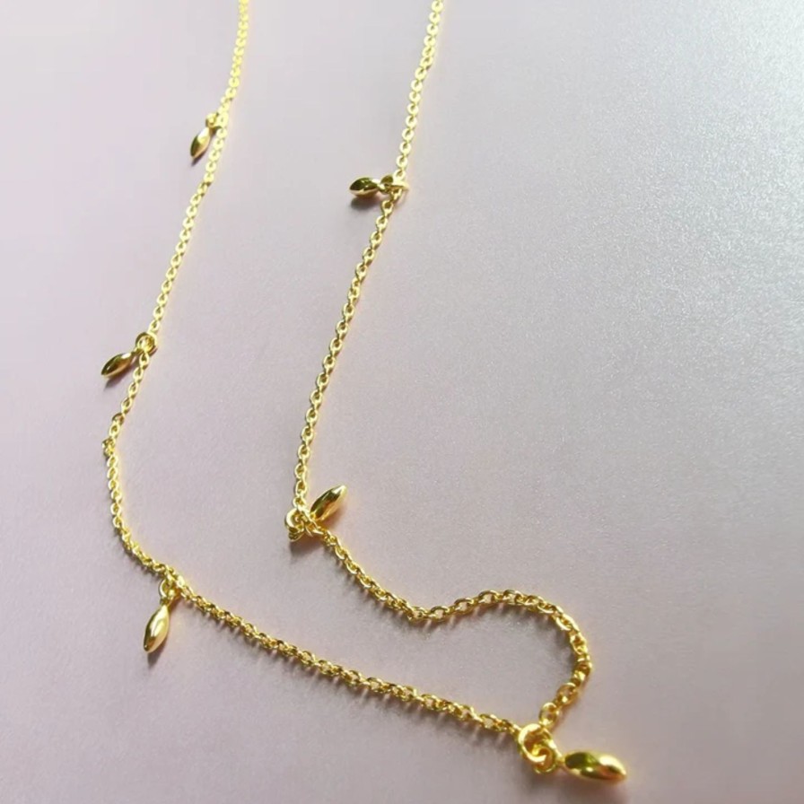 Vurchoo Vurchoo Cambodia Gold Rice Grain Necklace New