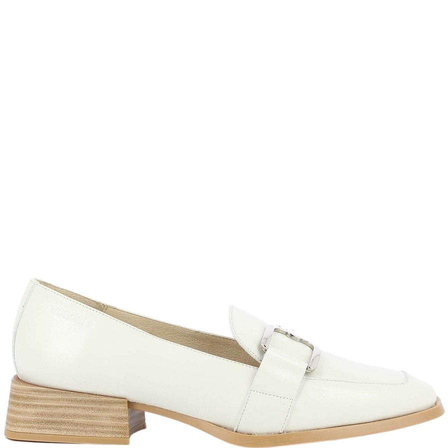 Wonders Wonders Cream Leather Slip On Loafers Clearance