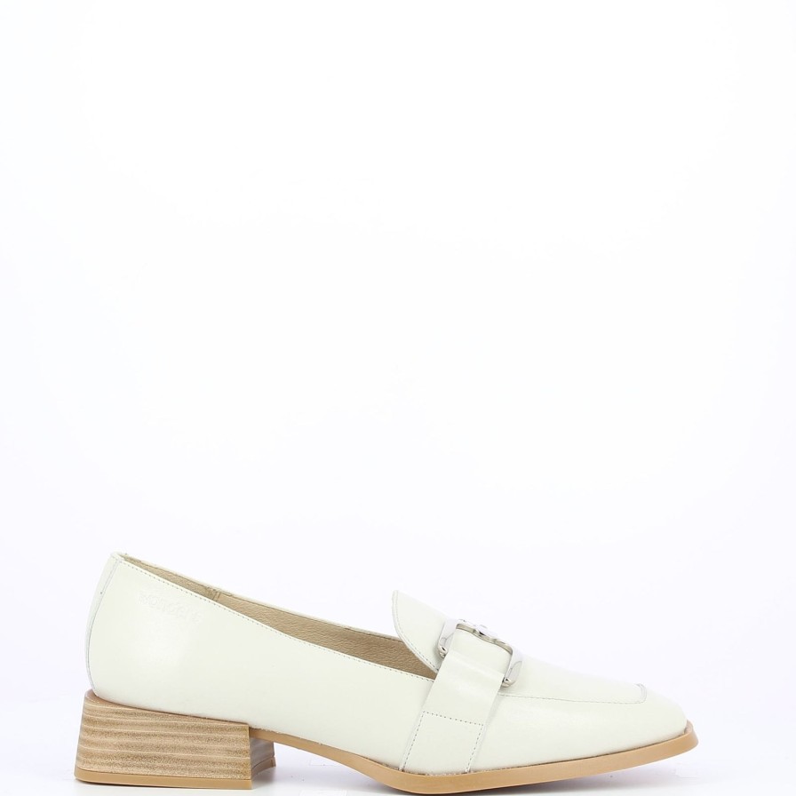 Wonders Wonders Cream Leather Slip On Loafers Clearance