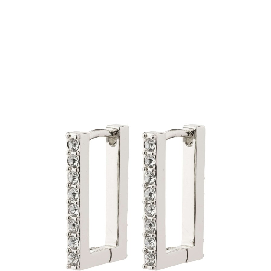 Pilgrim Pilgrim Coby Silver Crystal Square Hoop Earrings Wholesale