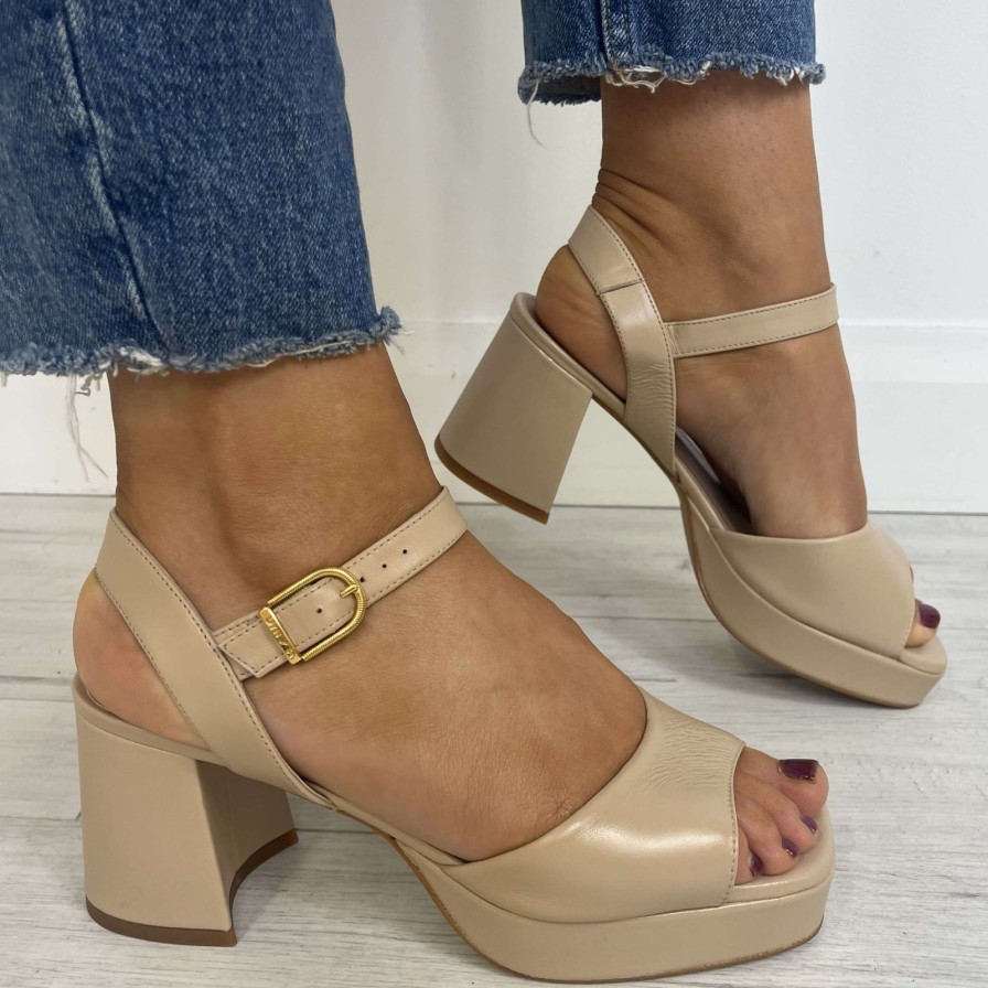 Unisa Unisa Ney Nude Leather Small Heel Platform Sandals Best