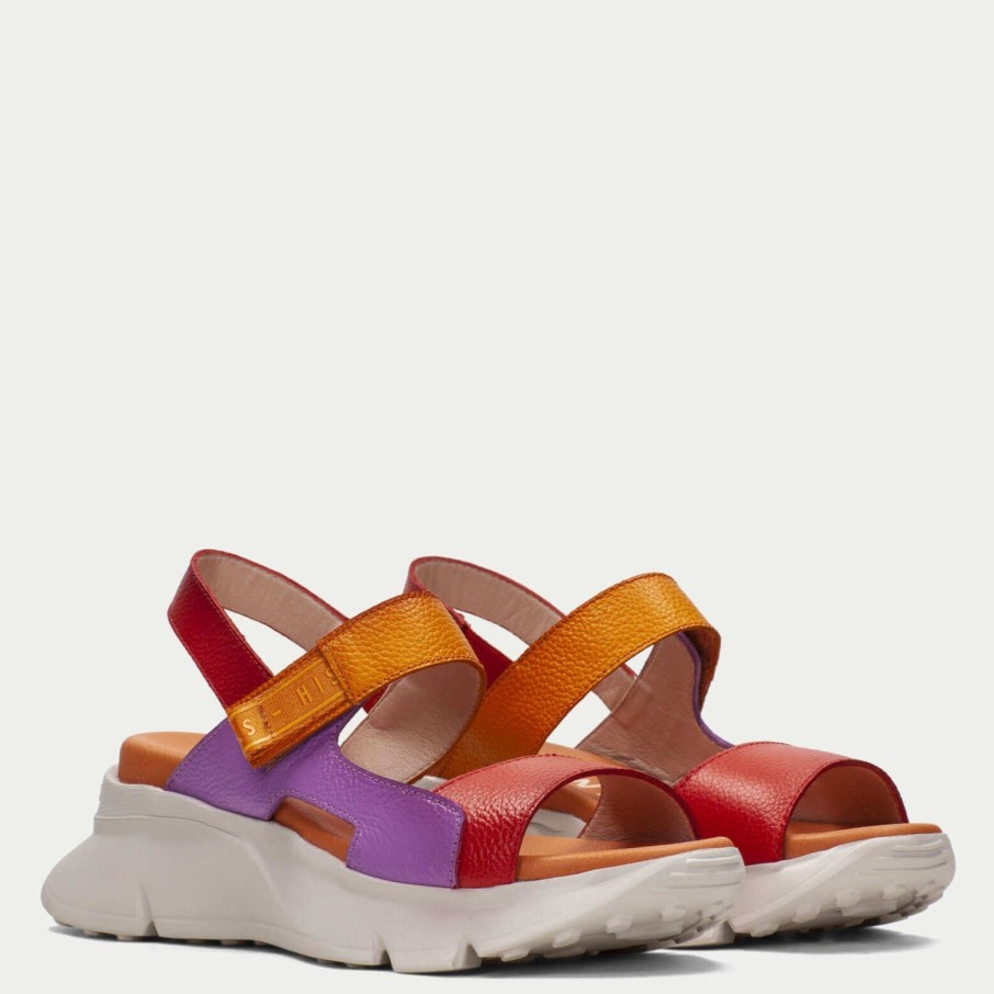 Hispanitas Hispanitas Orange & Purple Leather Velcro Strap Sandals Best