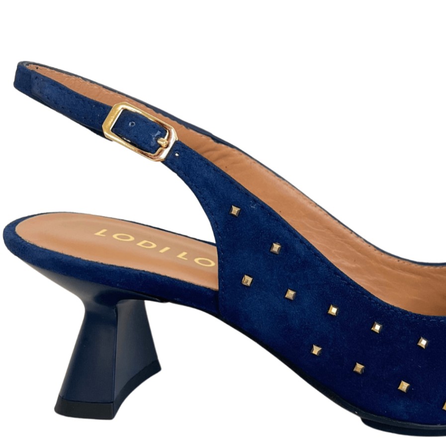 Lodi Lodi Love Sling Back Kitten Heel Shoes - Navy Suede Online