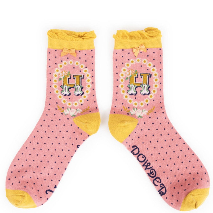 Powder Powder Initial H Ankle Socks New