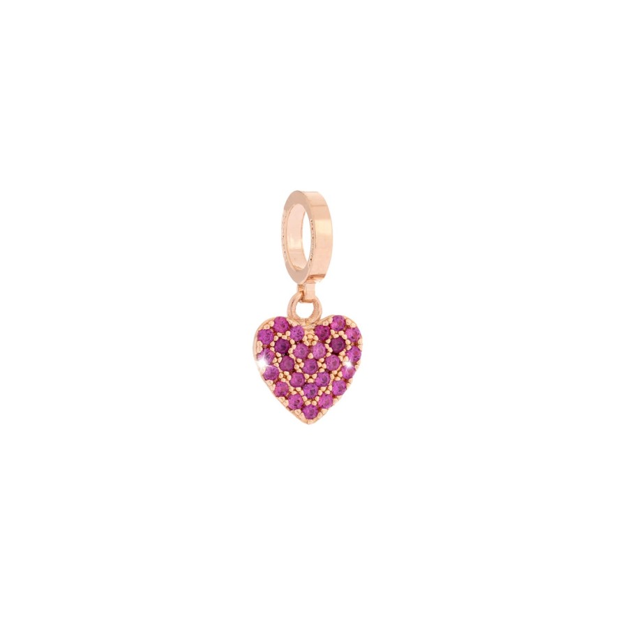 Rebecca My World Rebecca Rose Gold Sparkle Heart Charm Wholesale