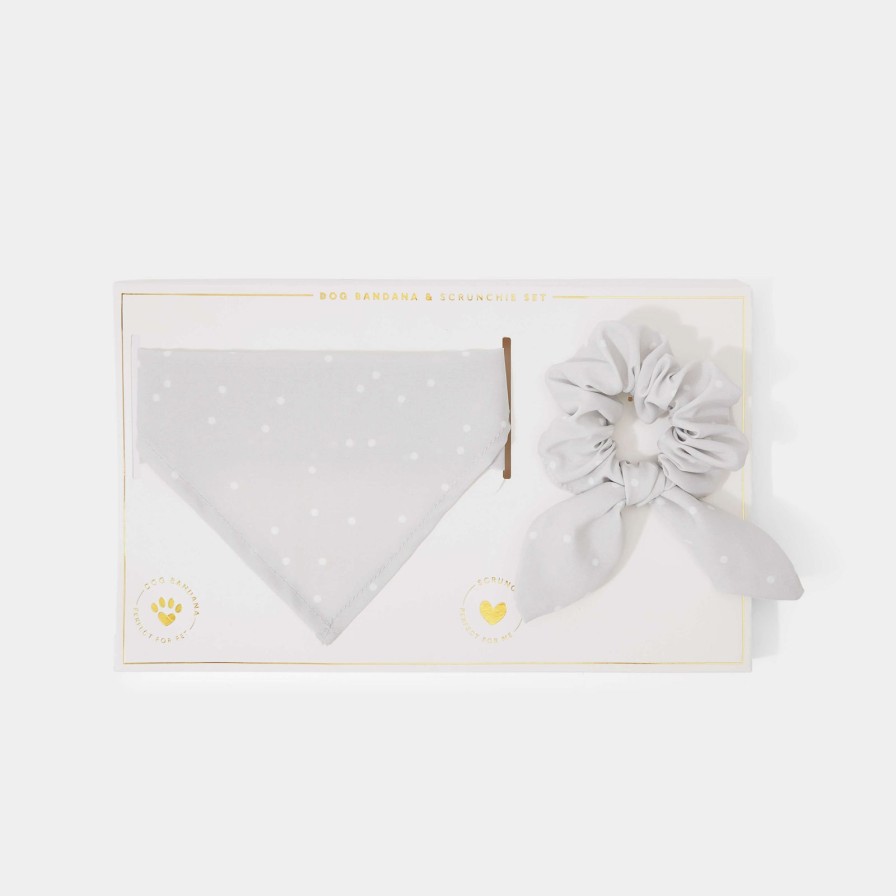 Katie Loxton Katie Loxton Dog Bandana & Scrunchie Set - Grey New