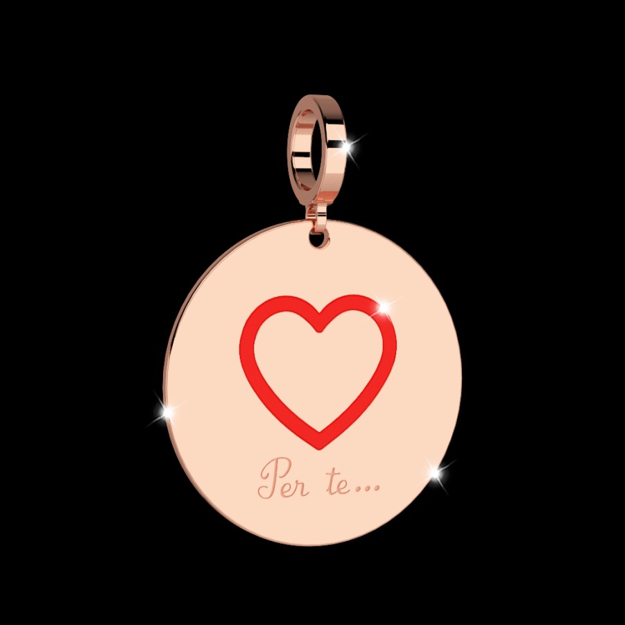 Rebecca My World Rebecca My World Rose Gold Red Heart Disc Charm Clearance