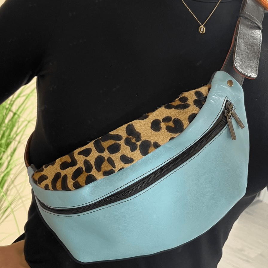 Soruka Soruka Marley Leather Belt Bag - Duckeggblue/Leopard Wholesale