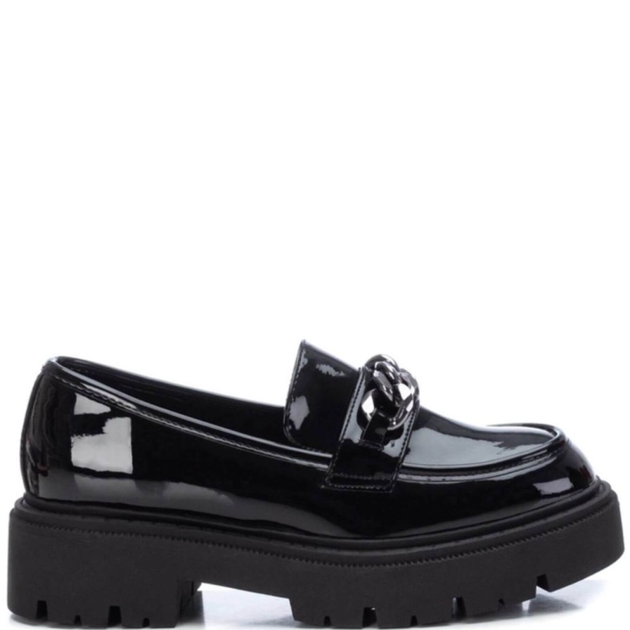 XTI Xti Black Patent Chunky Loafers Hot