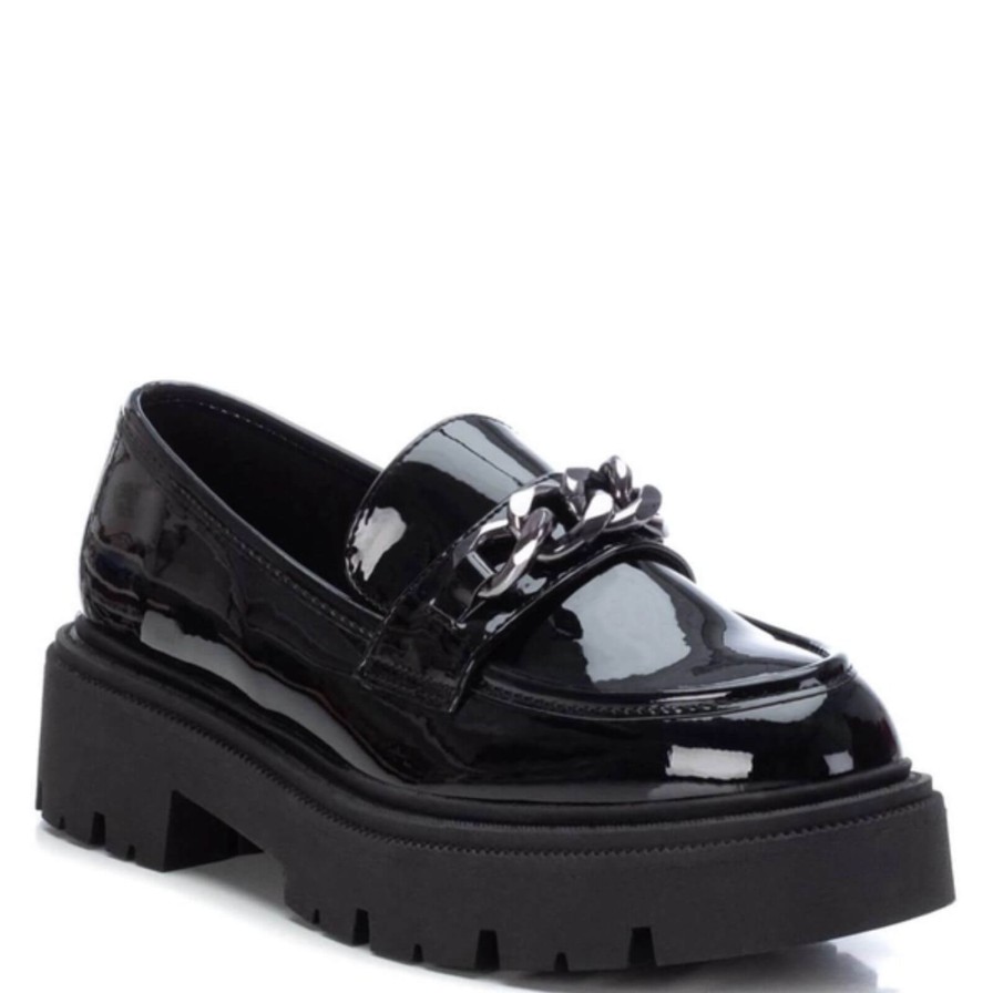 XTI Xti Black Patent Chunky Loafers Hot