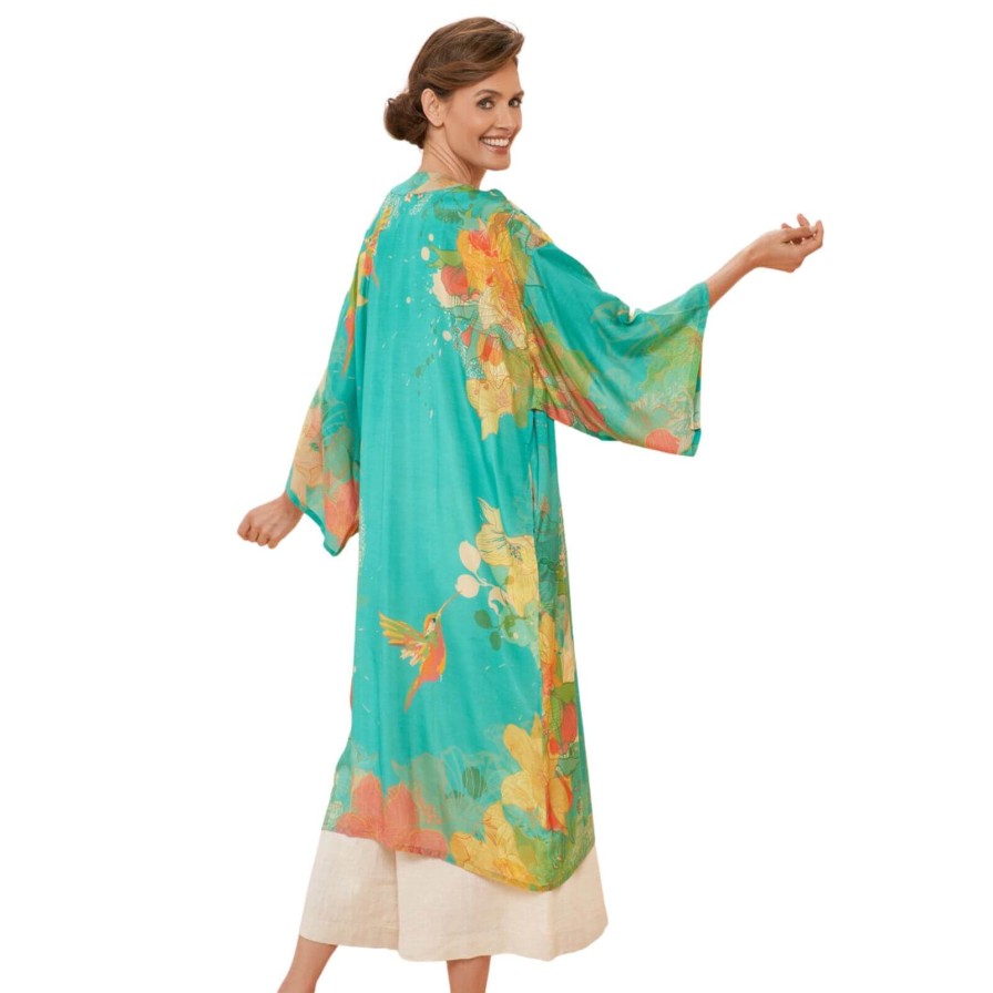 Powder Powder Hummingbird Kimono - Aqua New