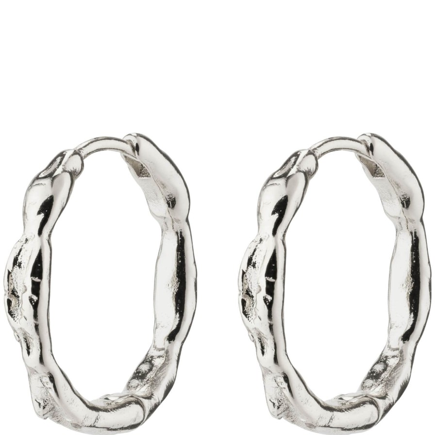 Pilgrim Pilgrim Eddy Silver Organic Large Hoop Earrings Clearance