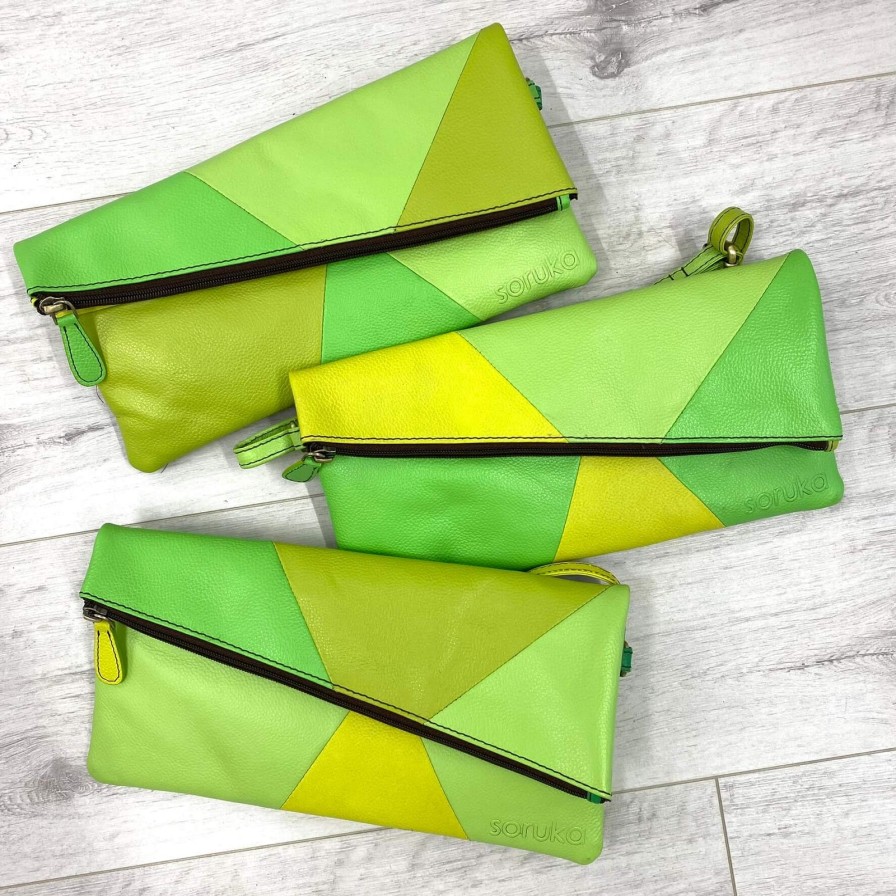 Soruka Soruka Mila Leather Clutch Bag - Green Tones Hot