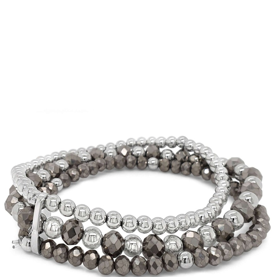 Absolute Absolute Silver & Hematite Bead Bracelet Hot