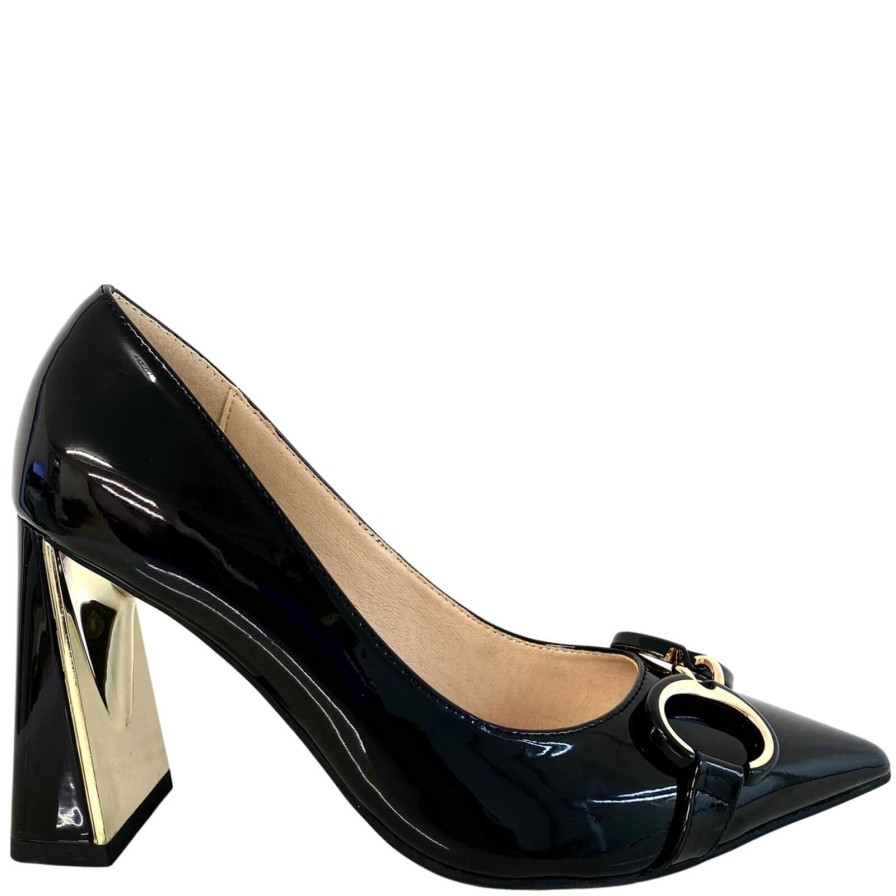 Menbur Menbur Black Patent Curved Heel Stiletto Shoes Online