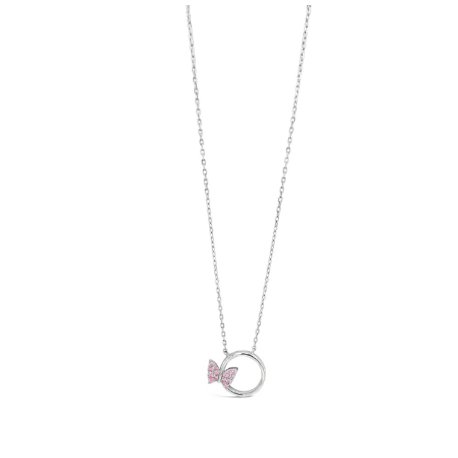 Absolute - Kids Absolute Kids Silver Crystal Butterfly Necklace - Pink Hot