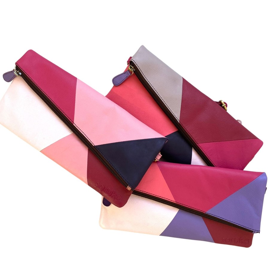 Soruka Soruka Mila Leather Clutch Bag - Pink Tones Clearance