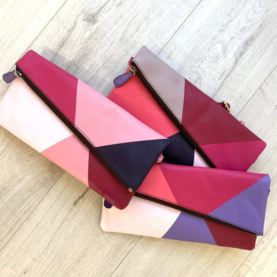 Soruka Soruka Mila Leather Clutch Bag - Pink Tones Clearance